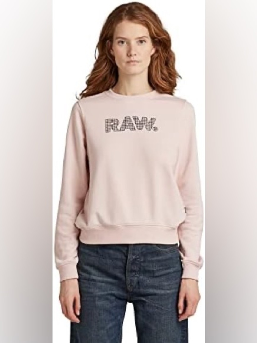 G-Star RAW Light Pink Crewneck Sweatshirt with Stud-Style Logo